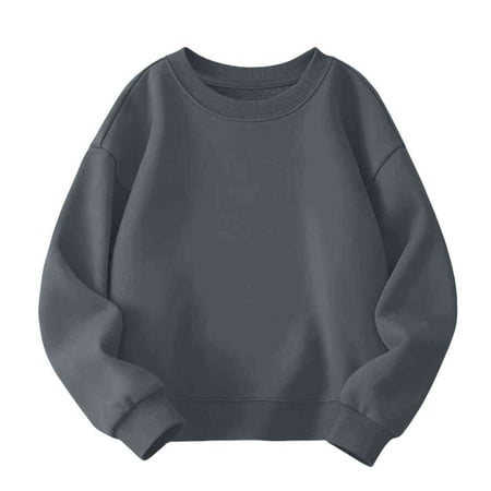 

Otqutp Crewneck Pullovers for Baby Boys Girls Spring Autumn and Winter Models Thickened Solid Color Round Neck Long Sleeved Tops Drop Shoulder Sweater(Grey 3-4 Years)
