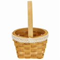 thumbnail image 2 of Handwoven Wood Flower Girl Basket with Lace Trim, Rustic Wicker Handheld Basket for Wedding Ceremony, Large Capacity Portable Decor Basket, Multi-use Picnic Photo Prop & Small Storage Basket, 2 of 8