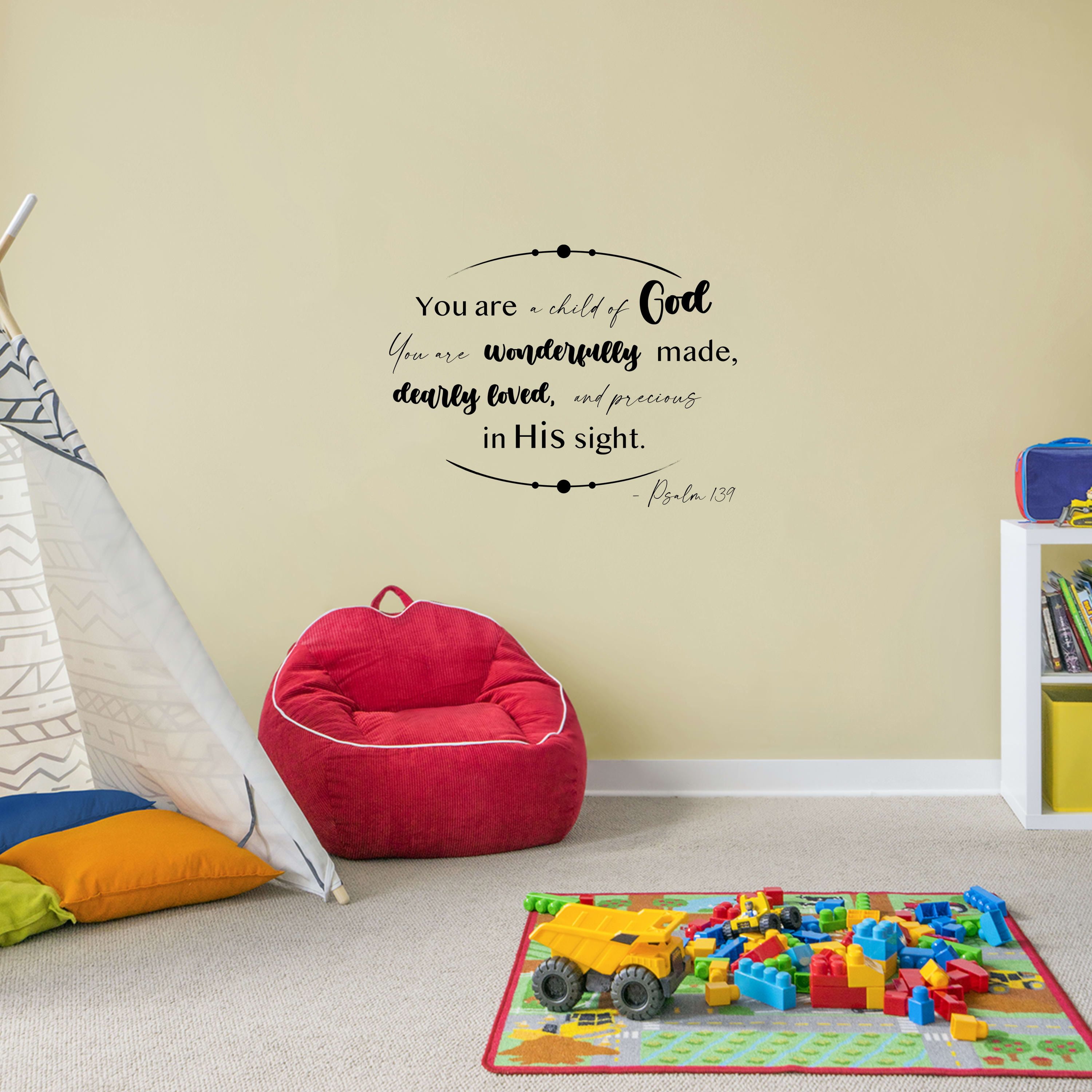Bible Verse Psalm 139 - You Are A Child Of God Vinyl Wall Art Wall Sticker Wall Decal Home Room Boys Girls Kids Children Nursery Playroom Wall Decoration Home Studio Office Size (40x35 inch)