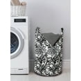 thumbnail image 3 of Black and White Laundry Bag, Vintage Victorian Lace Style Plants Leaves Ornamental Blossom Pattern, Hamper Basket with Handles Drawstring Closure for Laundromats, 13" x 19", Black White, by Ambesonne, 3 of 4