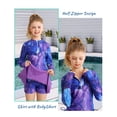 thumbnail image 4 of Lanbubble Girls Long Sleeve Rash Guard Swimsuit Set Kids 2-Piece Tankini UPF 50+ Swimwear with Skort Side Drawstrings Hem Mermaid Scale 7-8 Years, 4 of 7