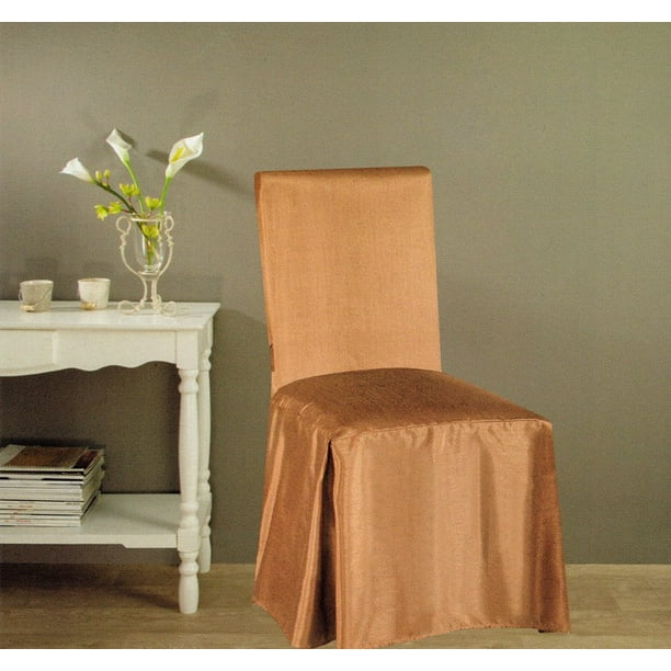 Jenny Faux Silk Dining Chair Cover, Taupe - Walmart.com - Walmart.com