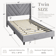 thumbnail image 4 of Yaheetech Twin Size Upholstered Platform Bed with Geometric Tufted Headboard, Light Gray, 4 of 9
