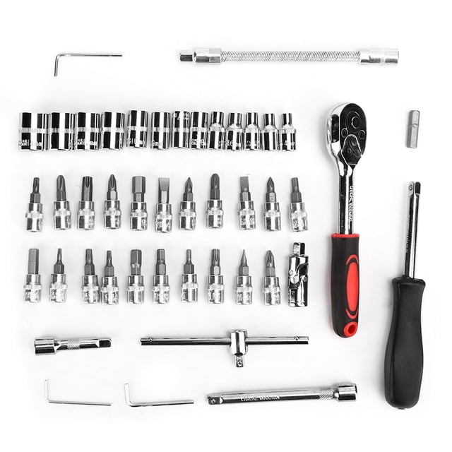 46 unids/set Kit de llave de tubo 1/4 pulgadas trinquete de accionamiento herramienta de reparación de automóviles de garaje métrico