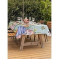 thumbnail image 2 of Easter Outdoor Tablecloth - 54x80 Inch Rectangle Dining Table Cover, Spring Rabbit Tail Eggs Eucalyptus Leaves Wood Waterproof Outdoor Table Cloth with Umbrella Hole & Zipper for Picnic/Patio/Party, 2 of 7