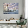 thumbnail image 2 of ONETECH  Blue Ocean Lighthouse Tapestry for Bedroom Livingroom Decor, Lighthouse and Sailboat Wall Hanging Tapestry,Retro Nautical Wall Decor Poster Blanket Decor Accessories, 2 of 7