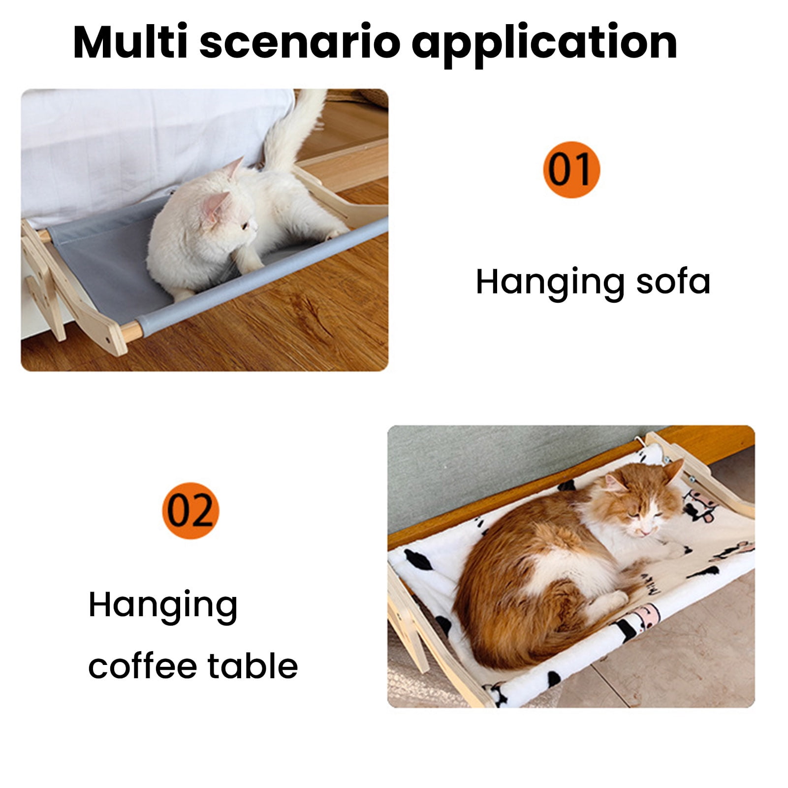 YIFAEUX Cat Hammock Window Perch Adjustable Cat Bed with Wood Frame No Drilling Pet Hammock for Bedside Windowsill Indoor Cats