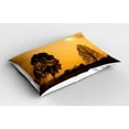 thumbnail image 2 of Ambesonne Nature Pillow Sham 2 Pack, Tree on Sunset Twilight, 26"x20", Orange Brown, 2 of 3