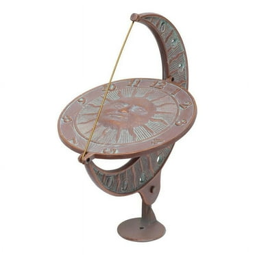 Whitehall Aluminum Sun and Moon Sundial, Copper Verdi, 12"L