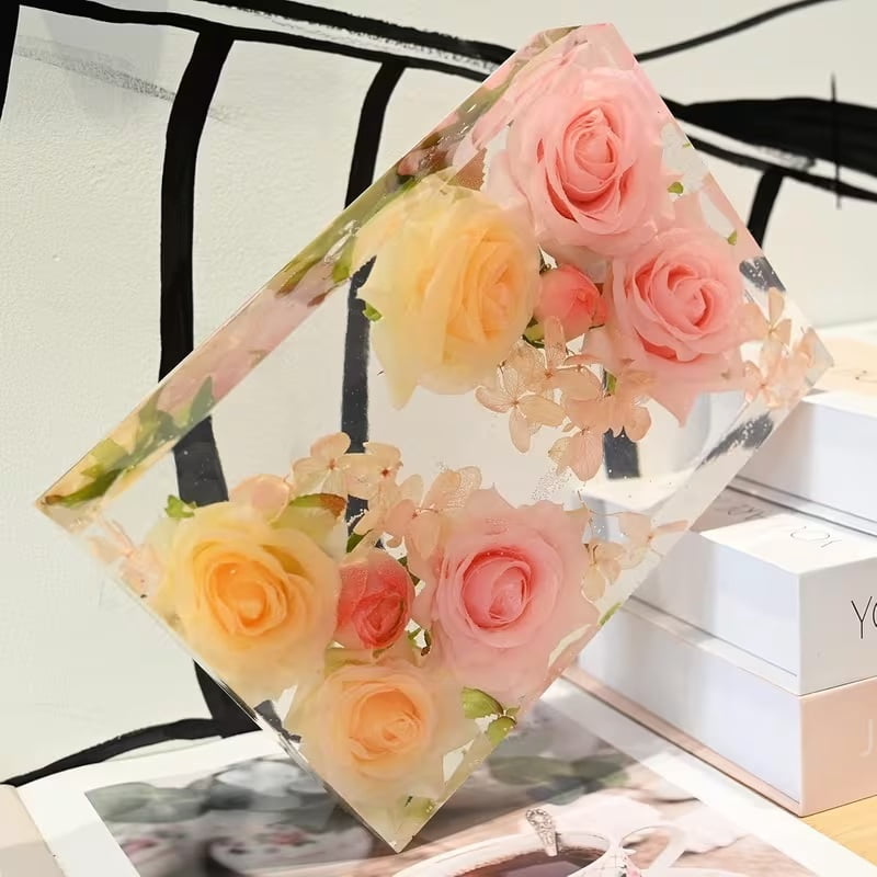 1 piece rectangular silicone mold for epoxy resin - deep cast mold for flower preservation, DIY art and home or office decoration - with dandelion and snail design, silicone resin mold