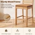 thumbnail image 5 of Bar Stools Set of 2, LEGAHOME 28" Bar Height Bar Stool, Farmhouse Linen Upholstered Bar Stool with Cane Back, Wood Bar Chairs for Kitchen Island Dining Room, Suitable for 40"-42" Table, Tan, 5 of 7