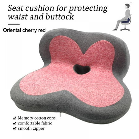 

MELLCO Memory Foam Seat Cushion Office Travel Chair Pads Hollow Design Waist Pillow Red