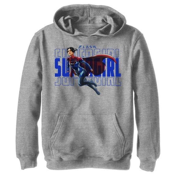 Boy's The Flash Supergirl Sky Flight  Pull Over Hoodie Athletic Heather Large