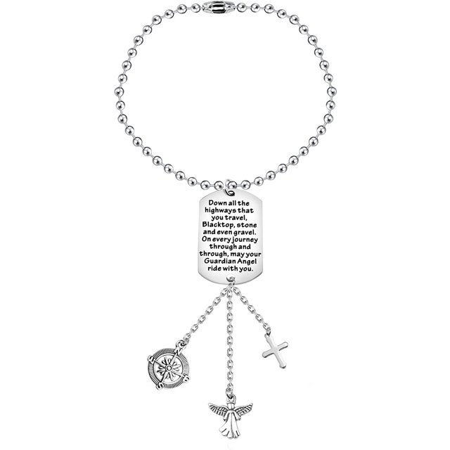 BNQL Drive Safe Car Charm for Rearview Mirror Guardian Angel for Car Mirror Hanging Charm May Your Guardian Angel Ride