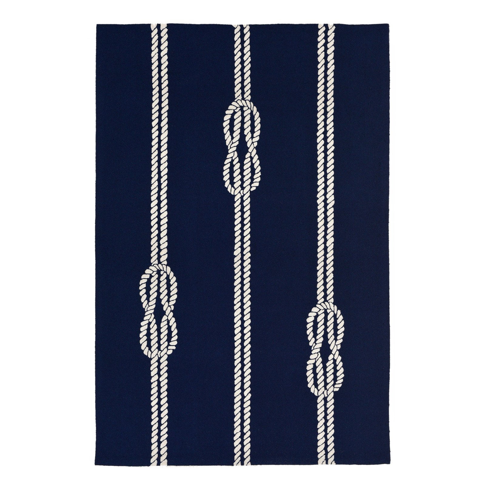 Navy Blue and White Synthetic Hand-Tufted Coastal Area Rug
