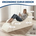 thumbnail image 6 of Yoga Chair for Adults, Yoga Chaise Lounge with Headrest & Ottoman, Stretching Chair with Waist Support Pillow, Side Pocket, Beige, 6 of 7