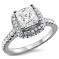 thumbnail image 6 of HeartsAndYou 5ct Princess Cut Moissanite Royal Halo Engagement Ring for Women 18k White Gold over Silver, 6 of 9