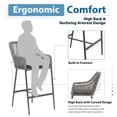 thumbnail image 3 of JOIVI Outdoor Wicker Bar Stools, 2 Piece Patio Bar Height Chairs with Cushions, All-Weather Rope Height Stools w/ Armrest and Footrest for Indoor, Garden, Poolside, Lawn, Backyard, Gray, 3 of 6