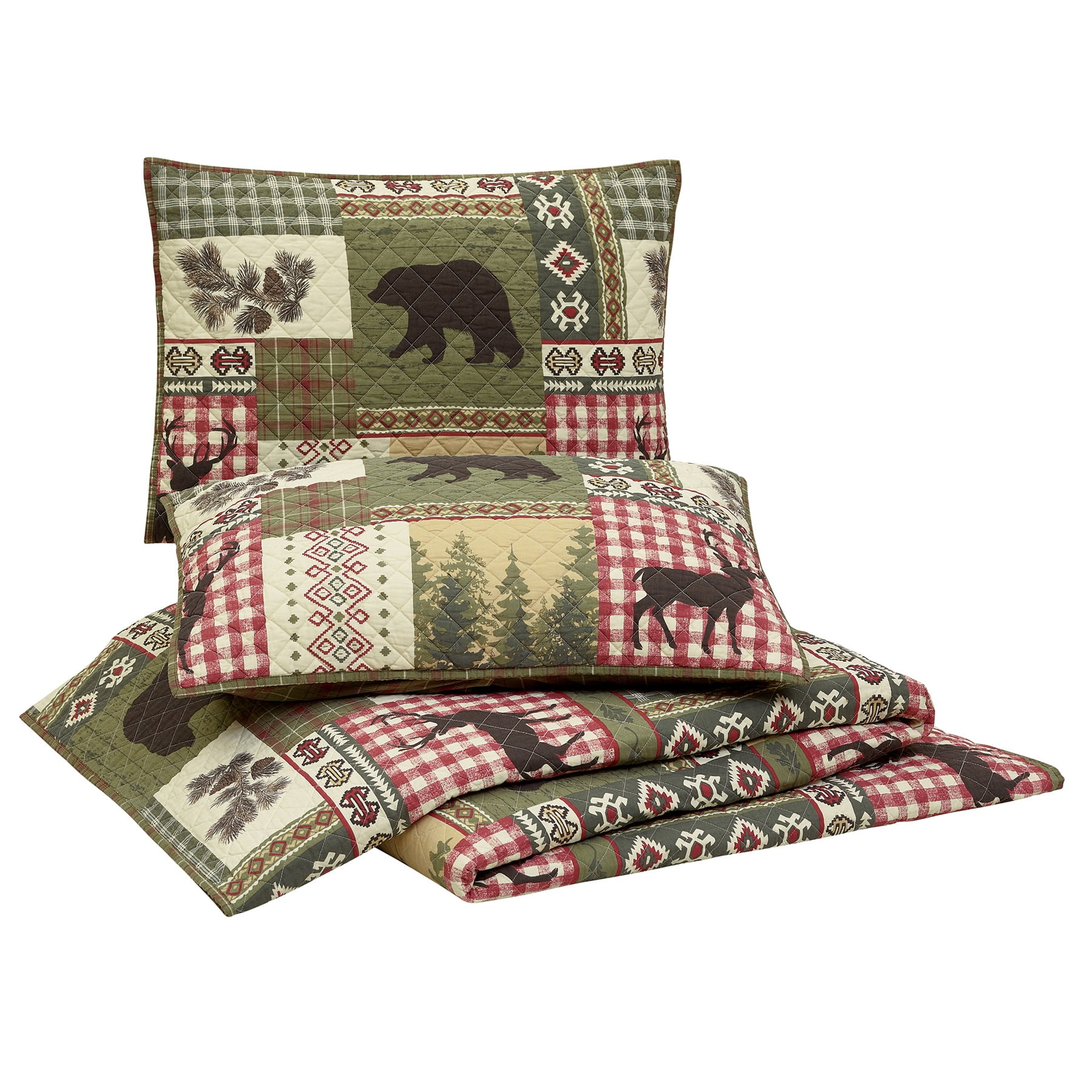 Modern Heirloom Dorset Green 3-Piece Quilt Set, Full/Queen