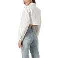 thumbnail image 3 of INSPIRE CHIC Women's Button Down Long Sleeve Casual Chambray Cargo Crop Jackets, 3 of 5