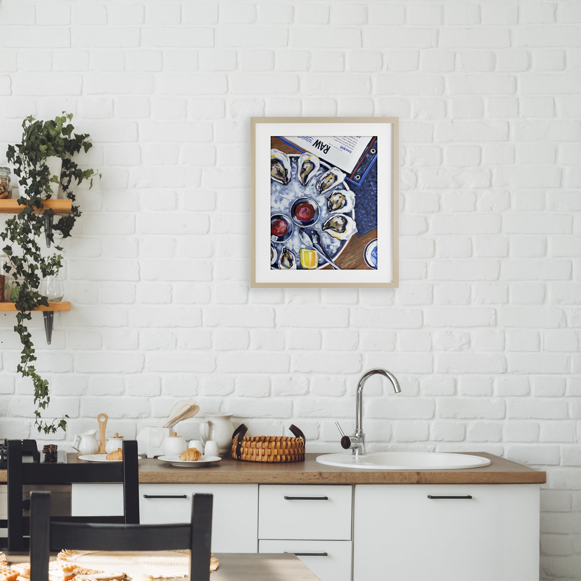 Stupell Industries Oysters on Ice Birch Framed Print Under Glass, design by Rachel Nerney