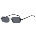 thumbnail image 1 of Metal Rimless Sunglasses Decorative Tinted Crafts Colored Lens Frameless Eyewear Black, 1 of 9