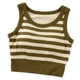 thumbnail image 1 of Women's Round Neck Camisole Striped Vest Ribbed Knit Fitted Sleeveless Crop Tank Tops for Shopping Dates Travel, 1 of 5
