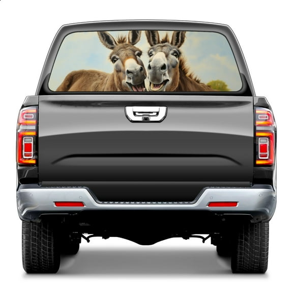 Donkey Rear Window Decals for Trucks- Pickup Car Window Stickers Decal- Truck Back Window Tint Decal Graphic Perforated Vinyl Truck Stickers 66" X 22"