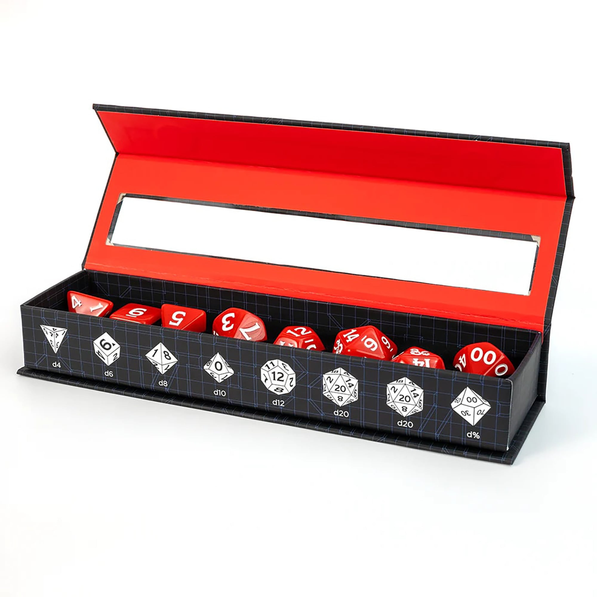 Dungeons & Dragons: D&D New Adventurer Dice Set: Red - 11 Oversized RPG Dice, Magnetic Storage Case, Character Sheet & Pencil, Officially Licensed
