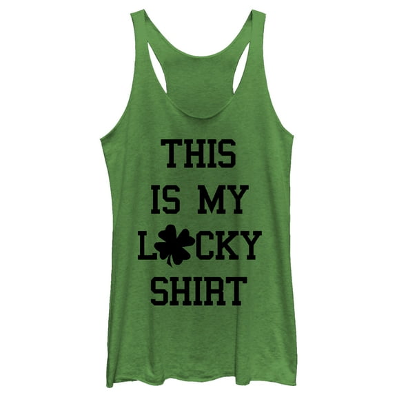 Women's Lost Gods St. Patrick's Day This is my Lucky Shirt Racerback Tank Top Envy Green X Small