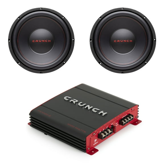 Crunch 12" 4 Ohm Car Subwoofer Speaker (2 Pack) w/ Audio Stereo Amplifier