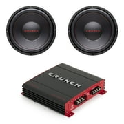 Crunch 12" 4 Ohm Car Subwoofer Speaker (2 Pack) w/ Audio Stereo Amplifier
