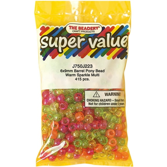 The Beadery Pony Beads 6x9mm, 415-Pack
