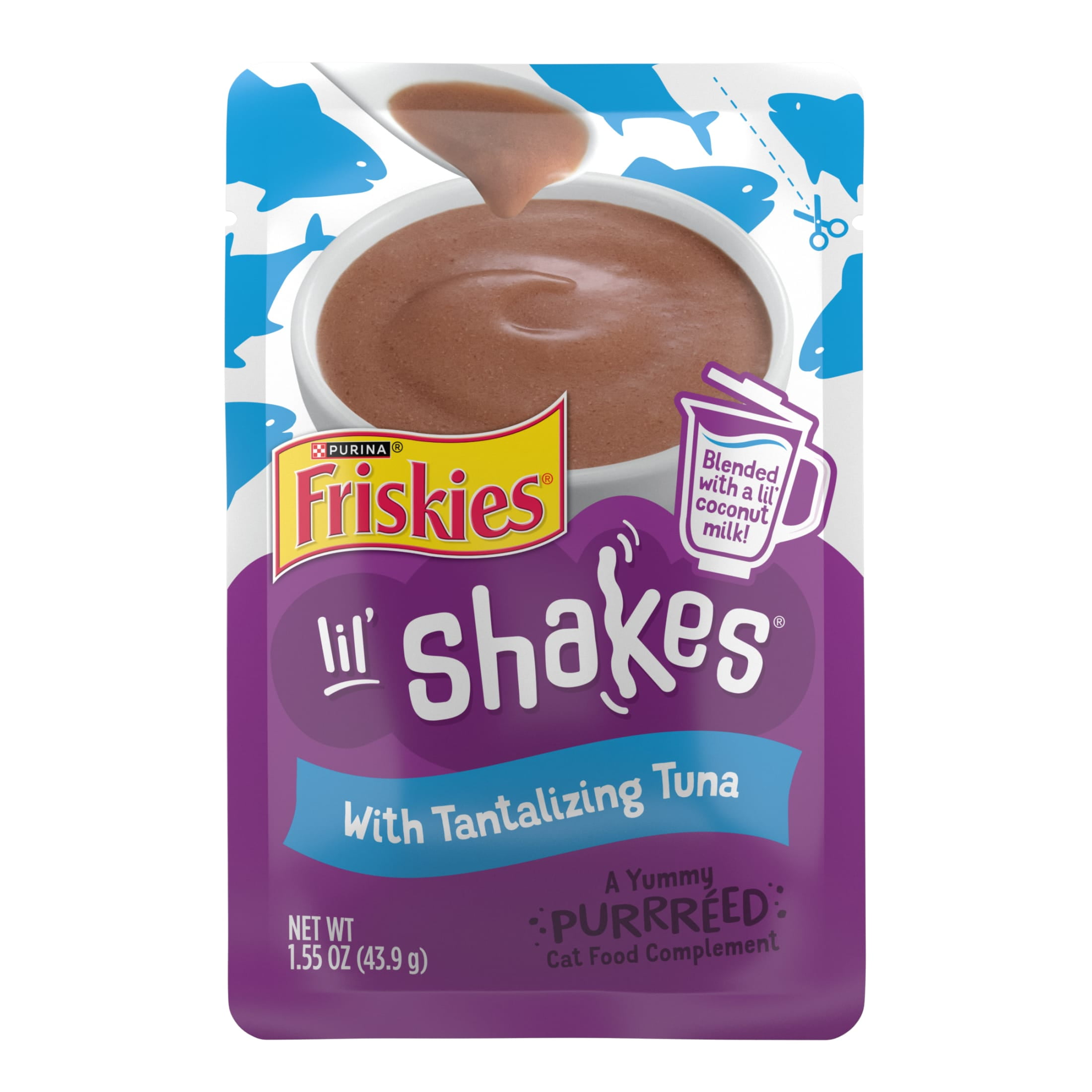 (2 pack) Purina Friskies Pureed Wet Cat Food Toppers, Lil’ Shakes With Tantalizing Tuna Lickable Cat Treats