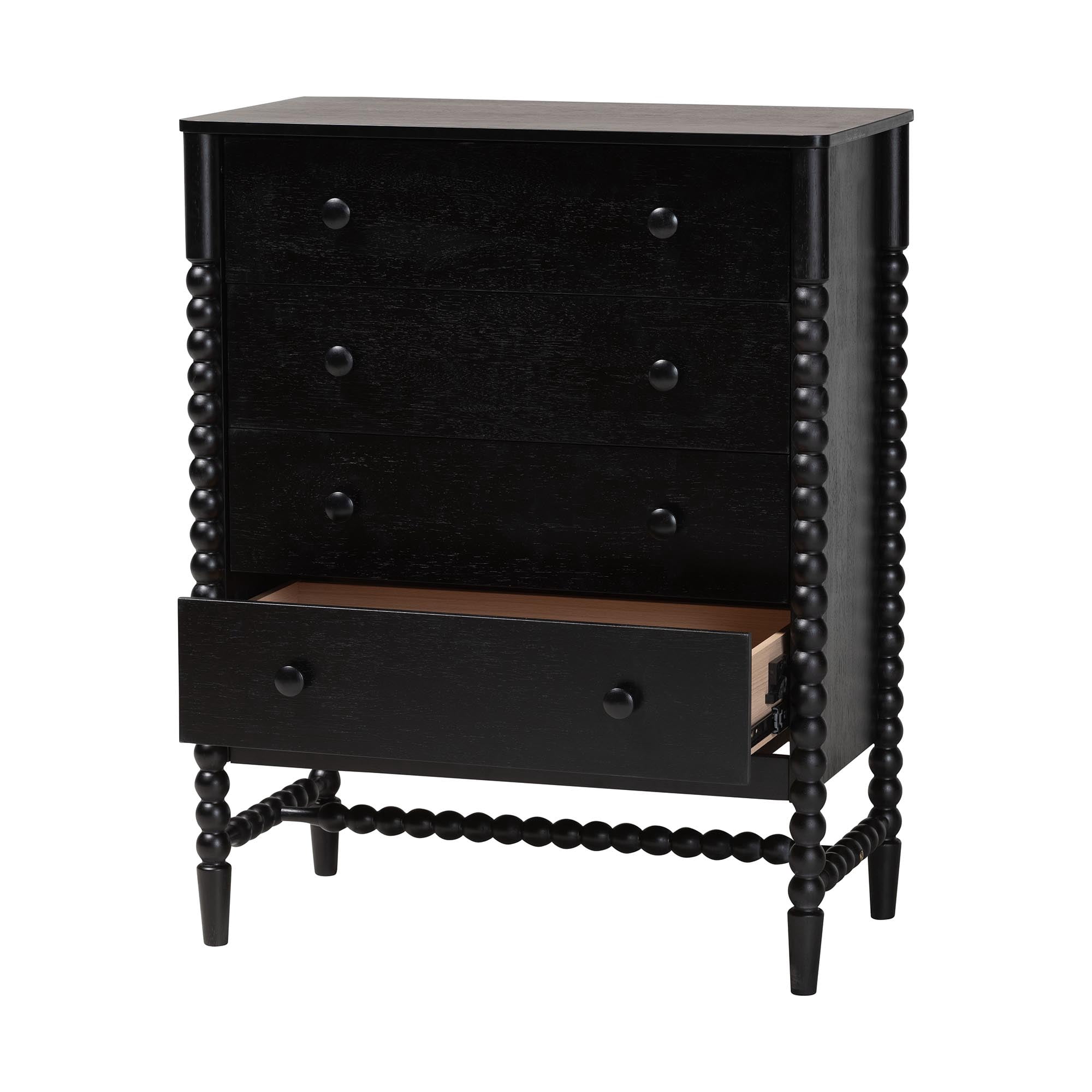 Baxton Studio Brantley Modern Farmhouse Chest, 4-Drawer, Black