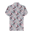 thumbnail image 4 of Womens Tops Summer Casual Blouses Floral Print Short Sleeve Half Button V Neck Shirts Navy,L, 4 of 5