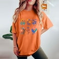 thumbnail image 4 of Summer Tops for Women LEBONYARD Womens Summer Clothes,Womens Tops Trendy fashion deals,Women's Fashion Summer Round Neck Drop Sleeves Leisure Short Sleeve Flower Printing Tops Orange M, 4 of 7