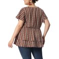 thumbnail image 3 of Agnes Orinda Women's Plus Size Retro Layered Ruffle Hem V Neck Top 3X Red, 3 of 7