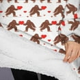 thumbnail image 3 of Oversized Wearable Blanket Hoodie,Brown Cartoon Bigfoot and Heart Pattern Sherpa Blanket Hoodie with Super Pockets,Super Warm Fuzzy Pullover for Women & Men, 3 of 6