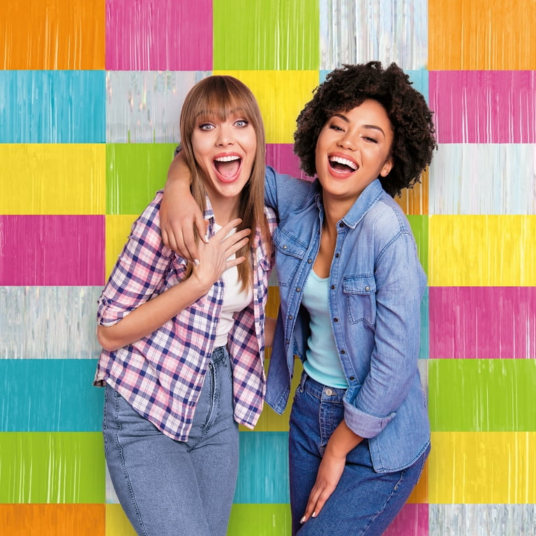 Way To Celebrate Multicolor Iridescent Foil Fringe Backdrop Kit photo 3