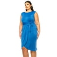 thumbnail image 5 of MOA Collection Women's Plus Size Sleeveless Sheath Dress Knife PleatsTulip Skirt Front Sash Detail, 5 of 6