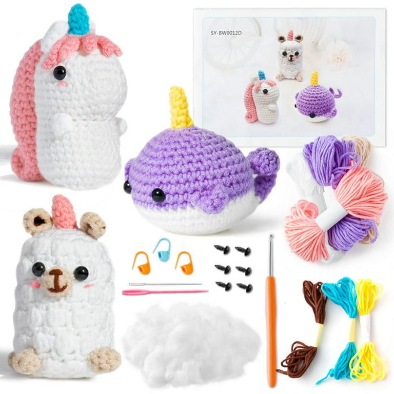 BWkoss Beginner Crochet Kit for Adults Kids DIY Unicorns Craft Complete  Material Pack with Step-by-Step Instruction for Knitting Enthusiast 