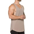 thumbnail image 3 of Men'S V-Neck Gym Bodybuilding Stringer Tank Top Workout Muscle Cut Shirt Fitness Sleeveless Vest Dri-Power Cotton Blend & Tanks, Moisture Wicking, Odor Protection Khaki M, 3 of 5