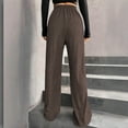 thumbnail image 7 of jtjvou Womens Ribbed Knit Pants Casual Straight Leg Drawstring Elastic High Waisted Trousers Fashion Solid Color Loose Pant Brown S, 7 of 7