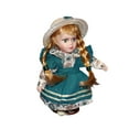 thumbnail image 4 of Figura en miniatura de muñeca de porcelana para coleccionistas con vestido y accesorios de altura Verde, 4 of 9