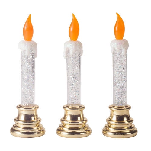 LED Glitter Candles, Set of 3Gold