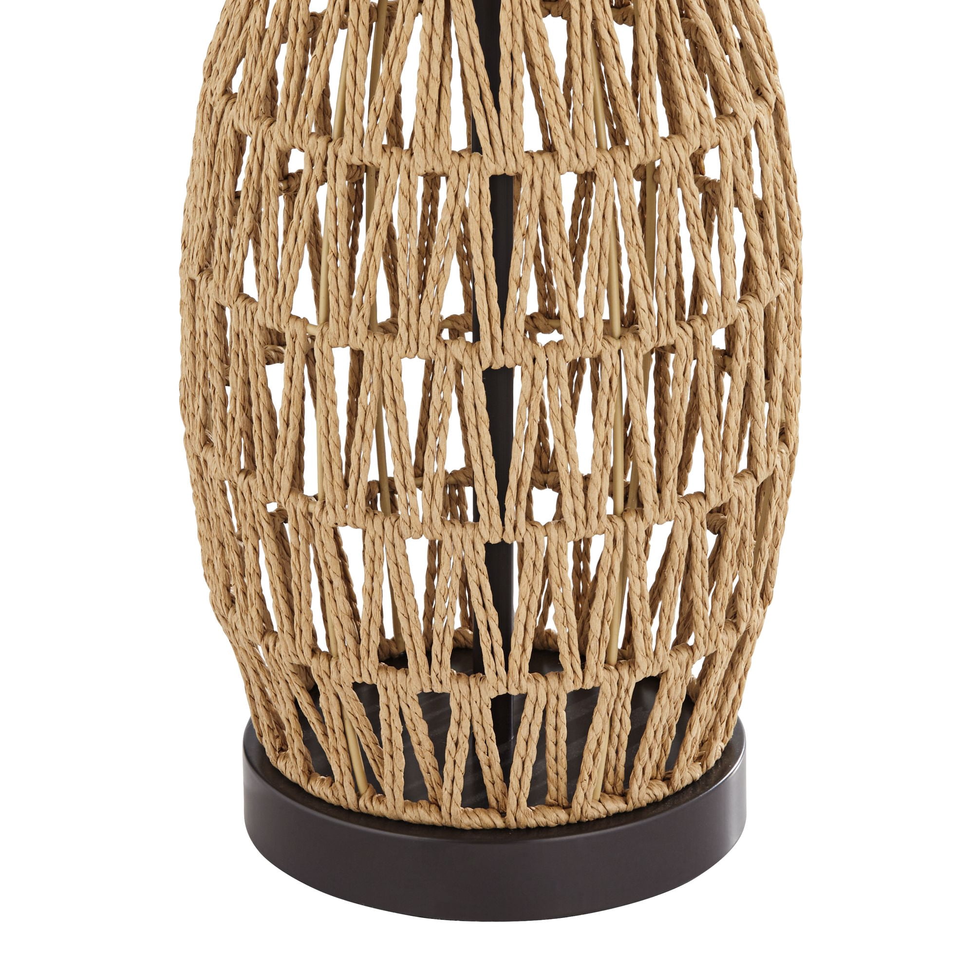360 Lighting San Carlos Coastal Modern Table Lamps 29" Tall Set of 2 Natural Rattan Wicker Oatmeal Fabric Drum Shade for Bedroom Living Room Bedside