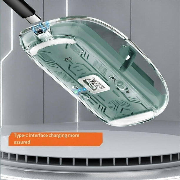 Transparent Magnetic Triple Mode Bluetooth Compatible 2.4G Wireless Mouse One-Click Desktop Type-C Rechargeable(Blue)