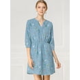 thumbnail image 3 of Vestido Allegra K Para Mujer Estampado Floral Cierre De Botón Escote En V Bolsillos Laterales Azul XS, 3 of 6
