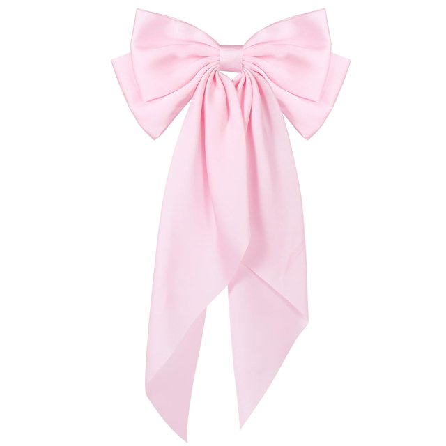 LinYooLi Grand Nœud Léopard pour Cheveux, Pince à Cheveux en Satin Soyeux, Ruban Barrette Long Queue de Cheval pour Femmes Filles Accessoires Cheveux, Marron